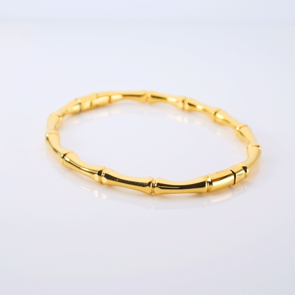Bamboo Bangle 18K Gold Plated Bracelet - Picture 4 of 9